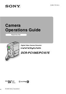 Sony DCR PC 107 E manual. Camera Instructions.